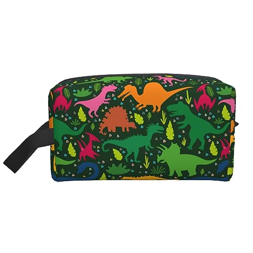Farbige Dinosaurier-Reise-Kulturtasche Farbige Dinosaurier-Reise-Make-up-Tasche, tragbare Reise-Kosmetiktasche mit großer Kapazität für Frauen und Männer Reise-Toilettenartikel Lernen Tägliche Aufbewa von KWQDOZF