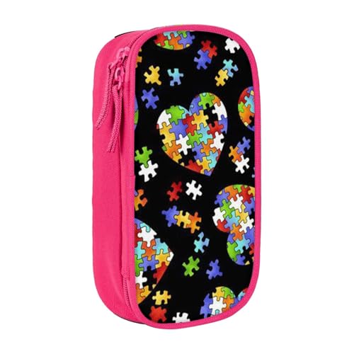 Federmäppchen mit Puzzleteilen und Herzmotiv, Motiv: Autismus-Bewusstsein, große Kapazität, Bleistifttasche, Stiftetasche, Make-up-Tasche für Mädchen, Jungen, Erwachsene, Schule, Büro und Reisen Federmäppchen mit Puzzleteilen und Herzmotiv, Motiv: Autismus-Bewusstsein, große Kapazität, Bleistifttasche, Stiftetasche, Make-up-Tasche für Mädchen, Jungen, Erwachsene, Schule, Büro und Reisen von KWQDOZF