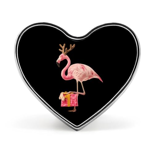 Flamingo-Weihnachts-Anstecknadel, lustige Anstecknadeln, herzförmig, Knopf, Brosche, Abzeichen, Anstecknadel, Hut, Kleidung, Schmuck für Männer und Frauen von KWQDOZF