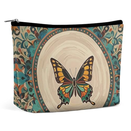 Flourishing Garden Butterfly Make-up-Tasche für Frauen, tragbar, wasserdicht, ästhetisch, tragbar, für Reisen und Arbeit von KWQDOZF