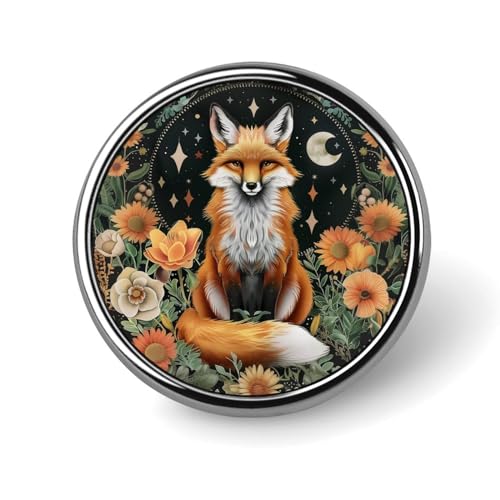 Fox Flower Moon Round Brooch Pin Badge Lapel Tie Pin for Women Men Office Worker Teacher Decor Fox Flower Moon Round Brooch Pin Badge Lapel Tie Pin for Women Men Office Worker Teacher Decor von KWQDOZF