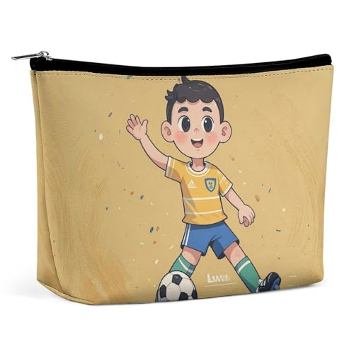 Fußball-Make-up-Tasche für Frauen, tragbar, wasserdicht, ästhetisch, tragbar, für Reisen und Arbeit von KWQDOZF
