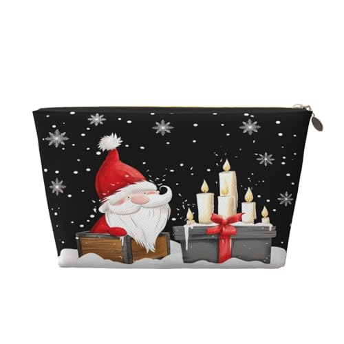 GNOME Gifts Weihnachts-Reise-Make-up-Tasche für Damen, Winter-Schneeflocke, Kosmetiktasche aus Leder, Kulturbeutel mit Reißverschluss von KWQDOZF