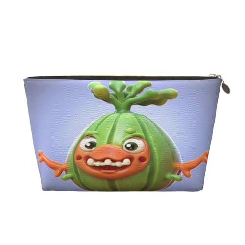 Green Melon Damen-Make-up-Tasche mit Aufdruck, große Kapazität, Reise-Make-up-Tasche aus Leder, wasserdicht, Kulturbeutel, Rasierbeutel, Geldbörse, Gold von KWQDOZF