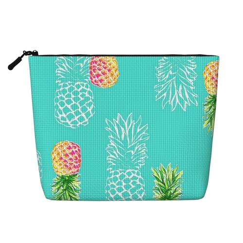 Green Pine Reise-Make-up-Tasche mit großem Fassungsvermögen für Damen, wasserdichte, einlagige, tragbare Kosmetiktasche aus Hanfimitat mit Reißverschluss von KWQDOZF