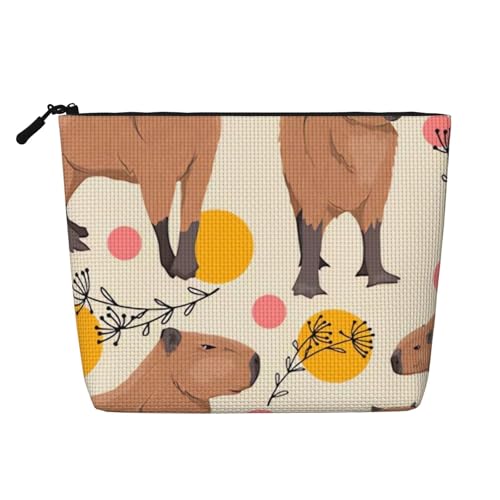 Groundhog Große Reise-Make-up-Tasche für Damen, wasserdichte, einlagige, tragbare Kosmetiktasche aus Hanfimitat mit Reißverschluss von KWQDOZF