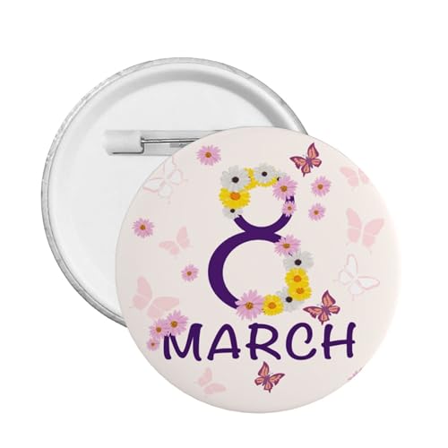 Internationaler Frauentag 2024 Pins Runde Brosche Button Abzeichen Aufkleber Zeichen Metall Pin von KWQDOZF