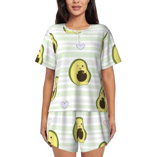 KWQDOZF Avocado of a Hear Pyjama-Set für Damen, Lounge, Kurze Ärmel und Nachtwäsche, weich von KWQDOZF
