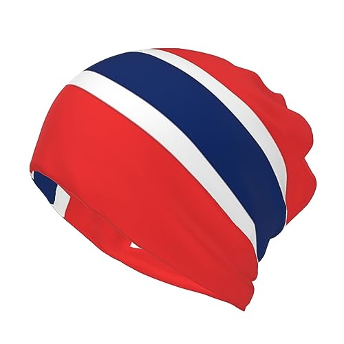 KWQDOZF Beanie-Mütze mit Norwegen-Flagge, Chemo-Mütze, Krebs-Kopfbedeckung, Totenkopf-Mütze, Slouchy-Beanie, gestrickte Totenkopf-Mütze für Damen und Herren von KWQDOZF