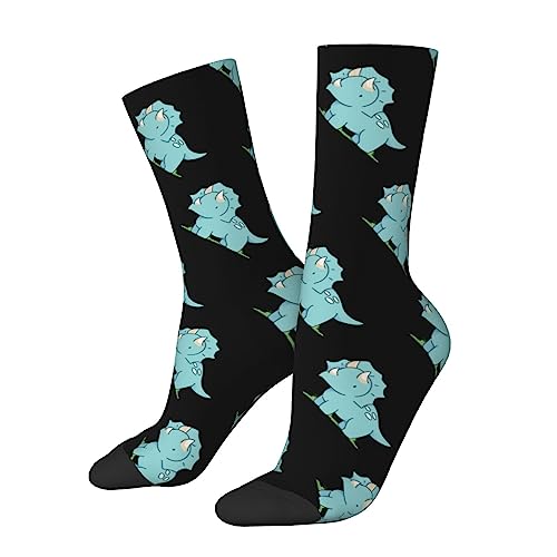 KWQDOZF Blaue Triceratops-Socken, lustige Neuheits-Crew-Socken, Geschenk für Männer, Frauen, Teenager von KWQDOZF