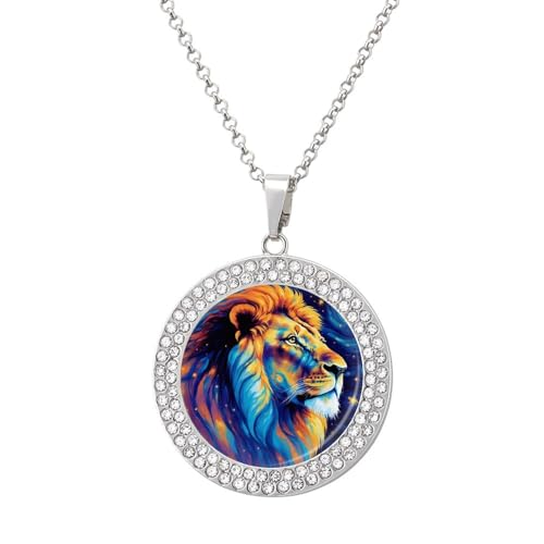 KWQDOZF Blue Universe Lion Glaxy Personalisierte runde Halskette mit Bild-Diamant-Anhänger, personalisierter Erinnerungsschmuck, Geschenk für Männer und Frauen KWQDOZF Blue Universe Lion Glaxy Personalisierte runde Halskette mit Bild-Diamant-Anhänger, personalisierter Erinnerungsschmuck, Geschenk für Männer und Frauen von KWQDOZF
