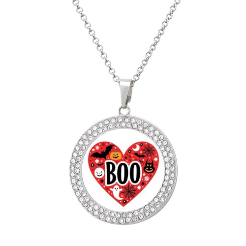KWQDOZF Boo Halloween Personalisierte runde Halskette mit Bild-Diamant-Anhänger, personalisierter Erinnerungsschmuck, Geschenk für Männer und Frauen KWQDOZF Boo Halloween Personalisierte runde Halskette mit Bild-Diamant-Anhänger, personalisierter Erinnerungsschmuck, Geschenk für Männer und Frauen von KWQDOZF