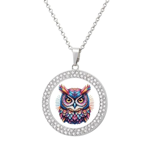 KWQDOZF Bunte Eule, personalisierte runde Halskette mit Bild-Diamant-Anhänger, personalisierter Erinnerungsschmuck, Geschenk für Männer und Frauen KWQDOZF Bunte Eule, personalisierte runde Halskette mit Bild-Diamant-Anhänger, personalisierter Erinnerungsschmuck, Geschenk für Männer und Frauen von KWQDOZF