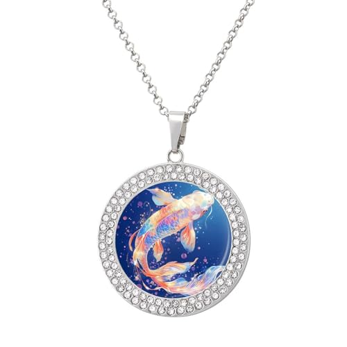 KWQDOZF Bunte Fisch-Halskette mit Bild und Diamant-Anhänger, personalisierter Erinnerungsschmuck, Geschenk für Männer und Frauen KWQDOZF Bunte Fisch-Halskette mit Bild und Diamant-Anhänger, personalisierter Erinnerungsschmuck, Geschenk für Männer und Frauen von KWQDOZF