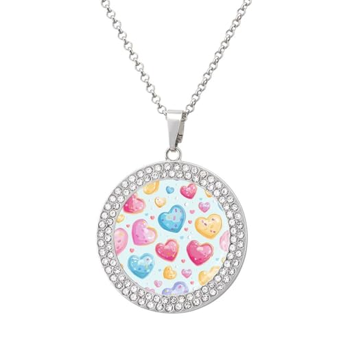 KWQDOZF Bunte Liebe, personalisierte runde Halskette mit Bild-Diamant-Anhänger, personalisierter Erinnerungsschmuck, Geschenk für Männer und Frauen KWQDOZF Bunte Liebe, personalisierte runde Halskette mit Bild-Diamant-Anhänger, personalisierter Erinnerungsschmuck, Geschenk für Männer und Frauen von KWQDOZF