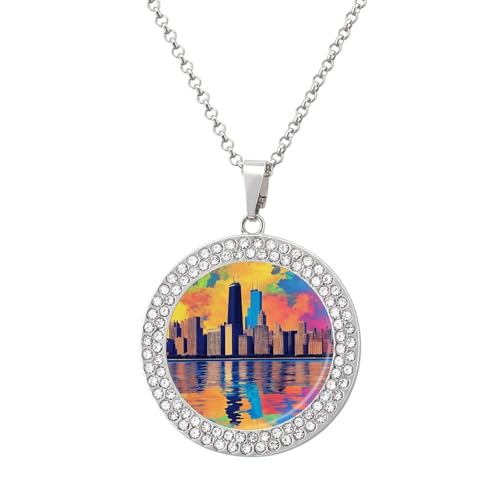 KWQDOZF Bunte Stadtreflexion, personalisierte runde Halskette mit Bild-Diamant-Anhänger, personalisierter Erinnerungsschmuck, Geschenk für Männer und Frauen KWQDOZF Bunte Stadtreflexion, personalisierte runde Halskette mit Bild-Diamant-Anhänger, personalisierter Erinnerungsschmuck, Geschenk für Männer und Frauen von KWQDOZF