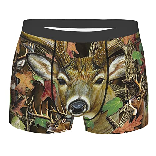 KWQDOZF Camo Deer Camouflage Jagd Camo Deer Camouflage Jagd Boxershorts für Männer Atmungsaktive Herrenunterwäsche Herren Ride Up Unterhose von KWQDOZF