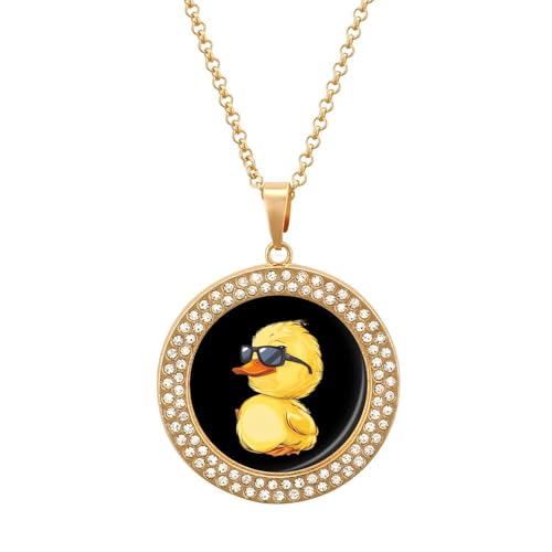 KWQDOZF Charm-Halskette mit kleiner Ente und Brille, trendiger Anhänger mit Diamantschmuck, Geschenke für Frauen in Gold und Silber KWQDOZF Charm-Halskette mit kleiner Ente und Brille, trendiger Anhänger mit Diamantschmuck, Geschenke für Frauen in Gold und Silber von KWQDOZF