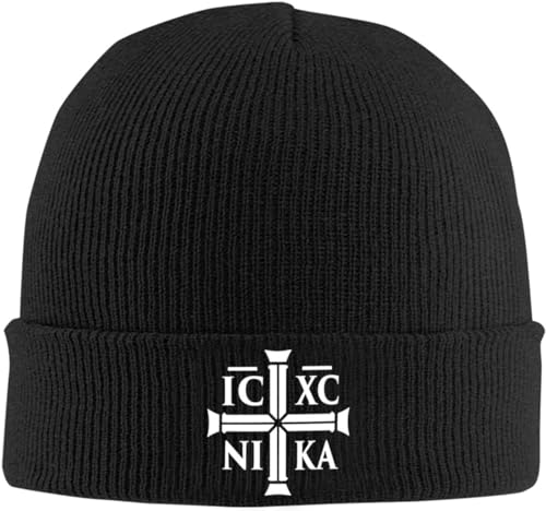 KWQDOZF Christian Ic Xc Nika Eastern Orthodox Beanie Mütze Herren Winter Warme Mütze Damen Strick Slouchy Skull Cap Strickmütze Schwarz von KWQDOZF