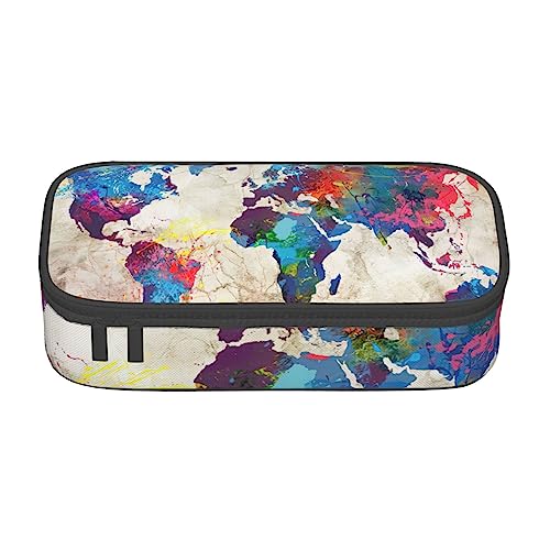KWQDOZF Federmäppchen mit Abstrakter Weltkarte, großes Fassungsvermögen, langlebiges Fach, Schreibwaren-Stiftetasche, Bleistiftbox KWQDOZF Federmäppchen mit Abstrakter Weltkarte, großes Fassungsvermögen, langlebiges Fach, Schreibwaren-Stiftetasche, Bleistiftbox von KWQDOZF