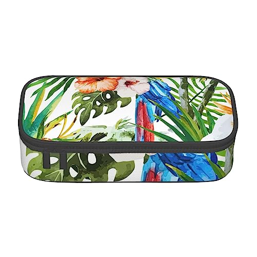 KWQDOZF Federmäppchen mit Tukan-Papageien-Palmenblättern, großes Fassungsvermögen, langlebiges Fach, Schreibwarentasche, Bleistiftbox KWQDOZF Federmäppchen mit Tukan-Papageien-Palmenblättern, großes Fassungsvermögen, langlebiges Fach, Schreibwarentasche, Bleistiftbox von KWQDOZF