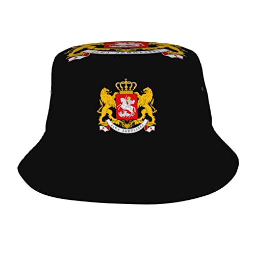 KWQDOZF Fischerhut mit größerem Wappen von Georgia, Fischermütze für Herren und Damen. Sonnenhüte Schwarz von KWQDOZF