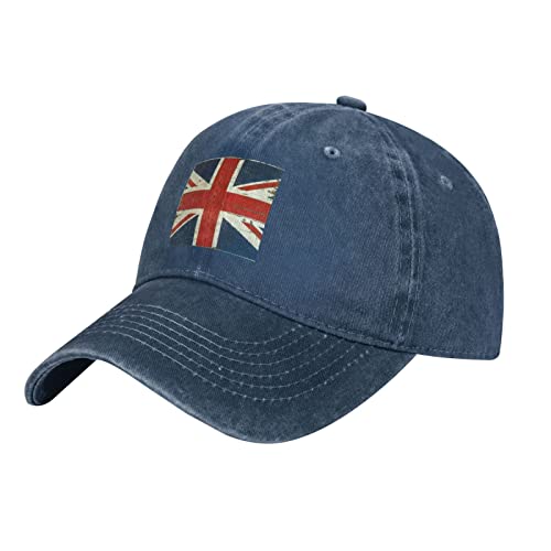 KWQDOZF Flache Baseballkappe im britischen Vintage-Stil mit Union Jack-Flagge Hut für Herren und Damen verstellbar Schwarz von KWQDOZF