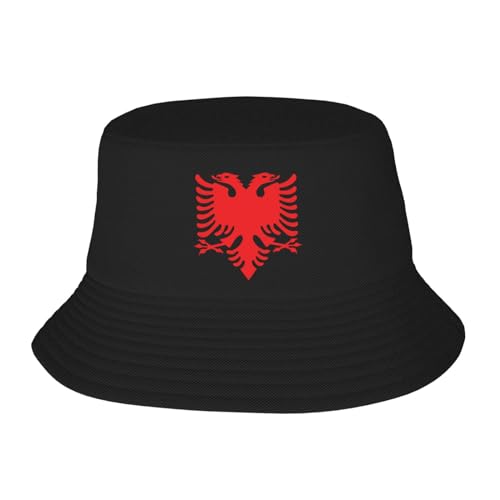 KWQDOZF Flagge von Albanien FischerhüteUnisex Packbarer Outdoor-Mode-Sonnenschutz-Fischerhut von KWQDOZF
