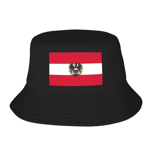 KWQDOZF Flagge von Österreich Bucket Hat Unisex Packable Outdoor Fashio Sunshade Fisherman Hat von KWQDOZF