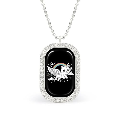 KWQDOZF Fluffin Meowgical Halskette mit Einhorn-Anhänger für Damen, modisch, quadratisch, Gold/Splitterkette, Diamant-Lünette von KWQDOZF