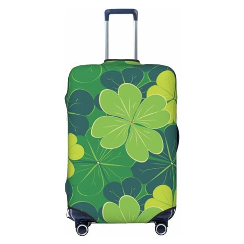 KWQDOZF Gepäck-Kofferabdeckungen mit Glücksklee und Kleeblattblättern, elastisch, waschbar, St. Patrick's Day-Gepäckschutz, Reisekoffer-Schutzhülle für Kinder und Erwachsene, S von KWQDOZF