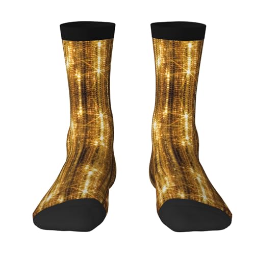 KWQDOZF Gold-Pailletten-Glitzer-Socken für Erwachsene, Unisex, vielseitige Sportsocken und Freizeitsocken ohne Absatz, für den täglichen Gebrauch und Sport, Gold-Pailletten-Glitzer, Einheitsgröße von KWQDOZF