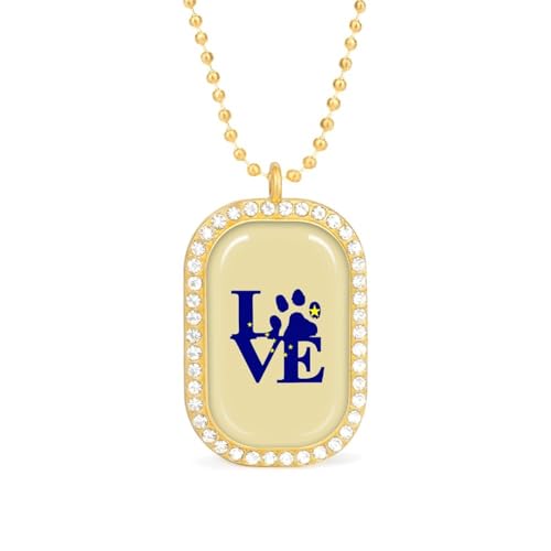 KWQDOZF Halskette mit Anhänger „Alaska Gray Wolf Paw für Damen, modisch, quadratisch, Gold/Splitterkette, Diamant-Lünette von KWQDOZF