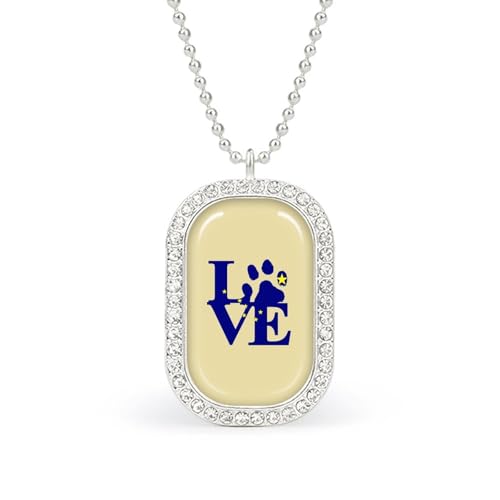 KWQDOZF Halskette mit Anhänger „Alaska Gray Wolf Paw für Damen, modisch, quadratisch, Gold/Splitterkette, Diamant-Lünette von KWQDOZF