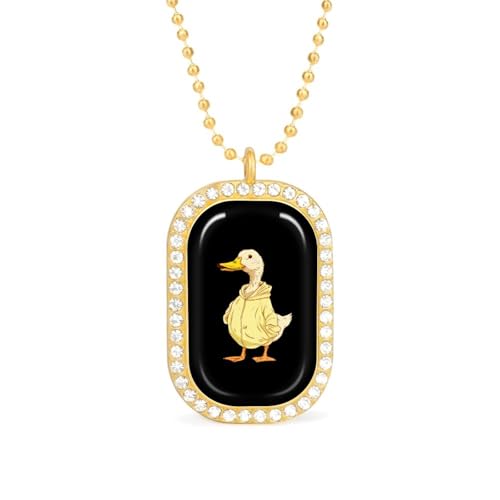 KWQDOZF Halskette mit Anhänger „Coole Ente im Sweatshirt für Damen, modisch, quadratisch, Gold/Splitter-Kette, Diamant-Lünette KWQDOZF Halskette mit Anhänger „Coole Ente im Sweatshirt für Damen, modisch, quadratisch, Gold/Splitter-Kette, Diamant-Lünette von KWQDOZF