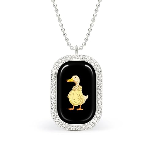 KWQDOZF Halskette mit Anhänger „Coole Ente im Sweatshirt für Damen, modisch, quadratisch, Gold/Splitter-Kette, Diamant-Lünette KWQDOZF Halskette mit Anhänger „Coole Ente im Sweatshirt für Damen, modisch, quadratisch, Gold/Splitter-Kette, Diamant-Lünette von KWQDOZF