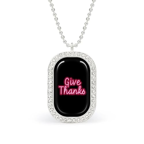 KWQDOZF Halskette mit Anhänger „Give Thanks für Damen, modisch, quadratisch, Gold/Splitterkette, Diamant-Lünette von KWQDOZF