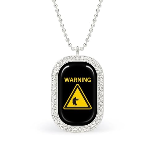 KWQDOZF Halskette mit Anhänger „Schießwarnung für Damen, modisch, quadratisch, Gold/Splitterkette, Diamant-Lünette von KWQDOZF