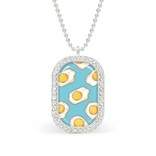 KWQDOZF Halskette mit Anhänger „Spiegelei-Frühstück für Damen, modisch, quadratisch, Gold/Splitter-Kette, Diamant-Lünette von KWQDOZF