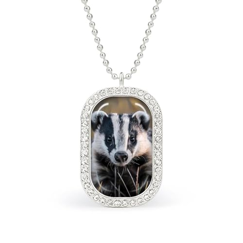KWQDOZF Halskette mit Anhänger „US Badgers für Damen, modisch, quadratisch, Gold/Splitterkette, Diamant-Lünette von KWQDOZF