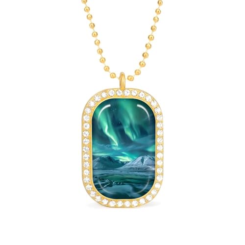 KWQDOZF Halskette mit Aurora-Nordlicht-Anhänger für Damen, modisch, quadratisch, Gold/Splitterkette, Diamant-Lünette von KWQDOZF