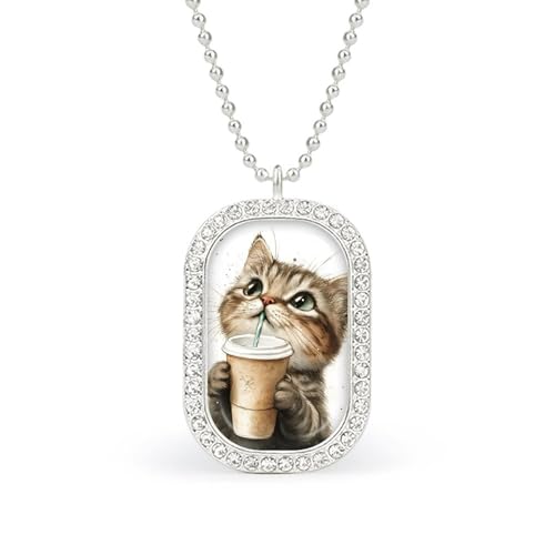 KWQDOZF Halskette mit süßem Katzen-Teetrinker, modisches Bild, personalisierter Foto-Erinnerungsanhänger, Schmuck für Männer und Frauen KWQDOZF Halskette mit süßem Katzen-Teetrinker, modisches Bild, personalisierter Foto-Erinnerungsanhänger, Schmuck für Männer und Frauen von KWQDOZF