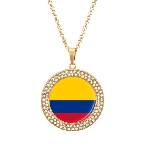 KWQDOZF Halsketten mit kolumbianischer Flagge für Frauen, verstellbare Länge, Anhänger, Schmuck, Geschenke für Mutter, Ehefrau, Freundin von KWQDOZF