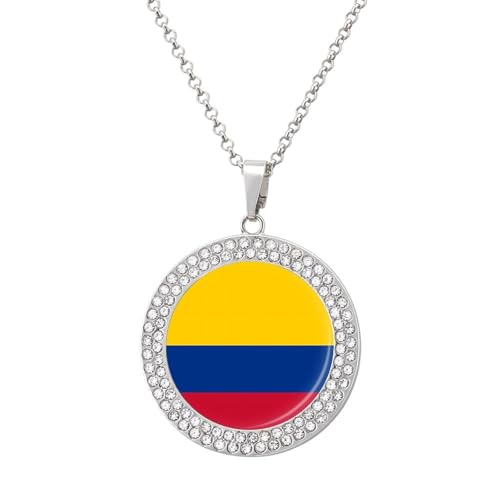 KWQDOZF Halsketten mit kolumbianischer Flagge für Frauen, verstellbare Länge, Anhänger, Schmuck, Geschenke für Mutter, Ehefrau, Freundin von KWQDOZF