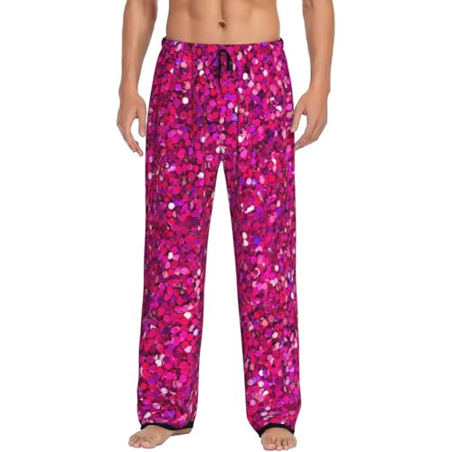 KWQDOZF Hot Pink Glitter Herren Pyjamahose von KWQDOZF