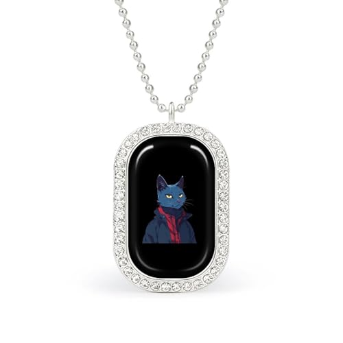 KWQDOZF Hübsche Halskette mit Miau-Katzen-Anhänger für Damen, modisch, quadratisch, Gold/Splitter-Kette, Diamant-Lünette von KWQDOZF