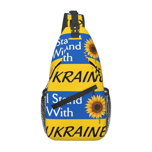 KWQDOZF I Stand With Ukraine Sunflower Verstellbarer Sling-Rucksack – Lässige Umhängetasche für Reisen, Fitnessstudio und den täglichen Gebrauch von KWQDOZF