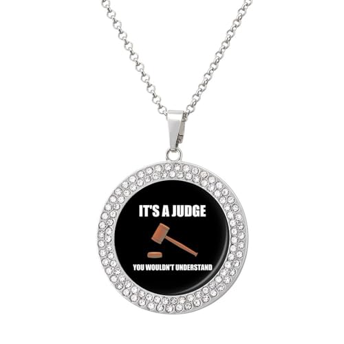 KWQDOZF It's S Judge You Wouldn't Understand Anhänger Halskette für Frauen Mode Runde Gold Splitter Kette Diamant Lünette Schmuck von KWQDOZF