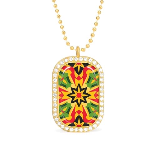 KWQDOZF Jamaikanische Rasta-Halskette mit geometrischem Stern-Anhänger für Damen, modisch, quadratisch, Gold/Splitter-Kette, Diamant-Lünette von KWQDOZF