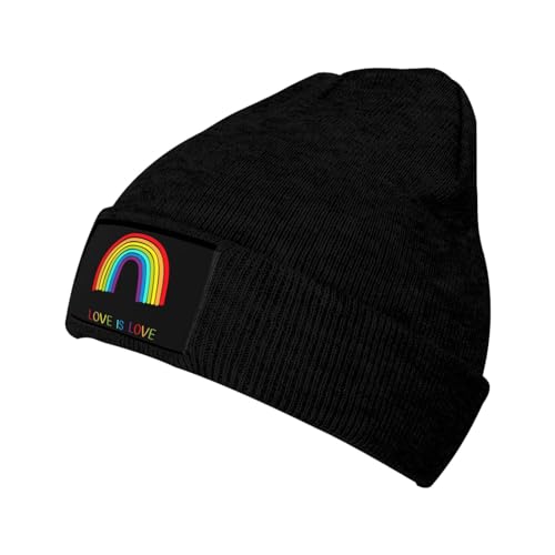 KWQDOZF LGBT-Gay-Pride-Beanie-Mütze, Chemo-Mütze, Krebs-Kopfbedeckung, Totenkopf-Mütze, Slouchy-Beanie, gestrickte Totenkopf-Mütze für Damen und Herren von KWQDOZF
